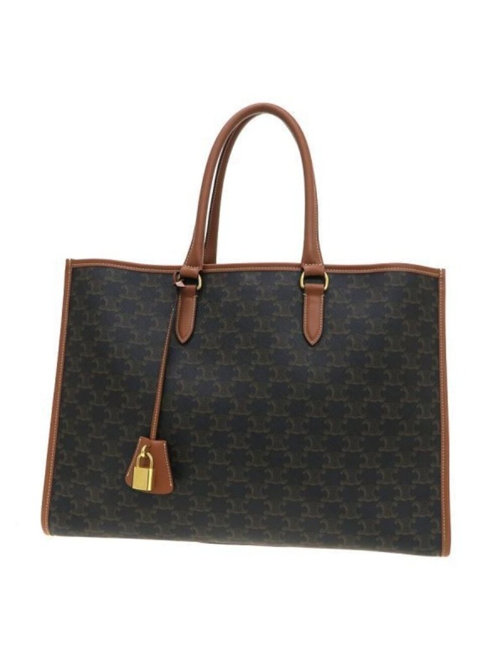 Celine Horizontal Cabas Triomphe Canvas &calfskin Handbag